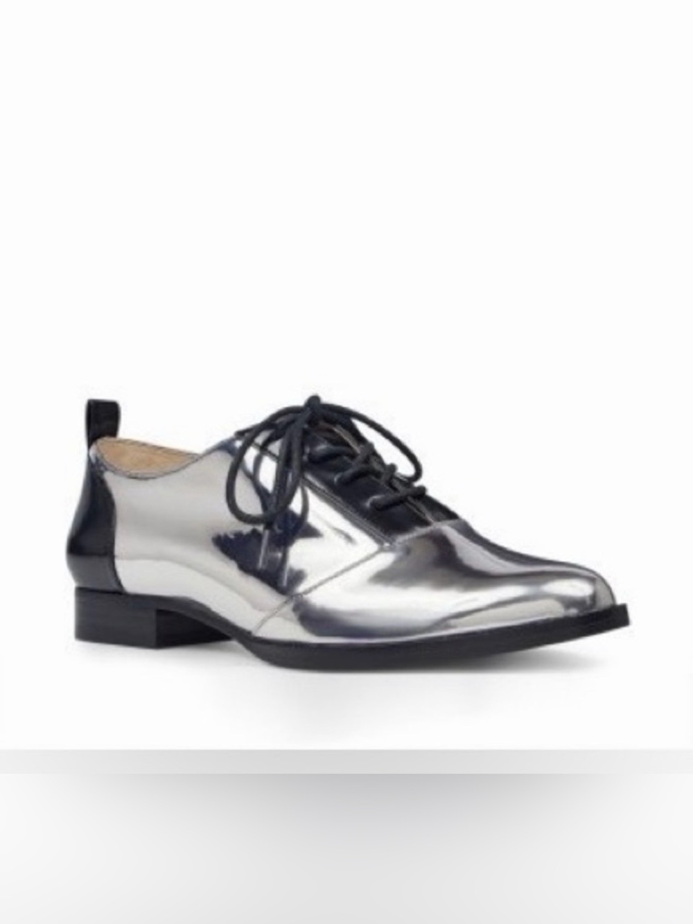 Nine West Hyida Metallic Silver Lace-Up Oxford Shoes Size 9